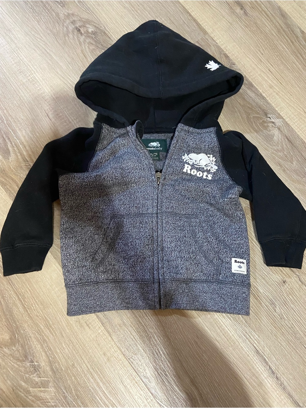 Roots Black & Grey Kids Full-Zip Hoodie